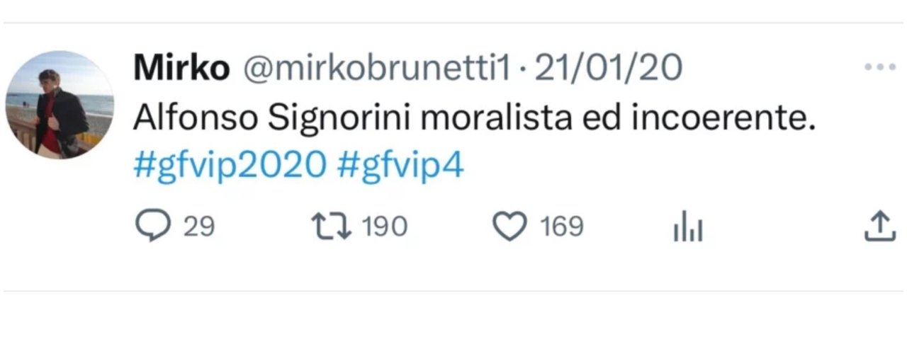 Grande Fratello Spunta Un Vecchio Tweet Critico Di Mirko Brunetti Su